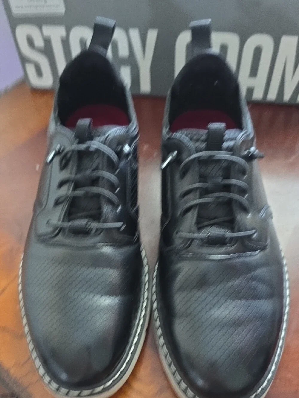 Stacy Adams Black Perforated Leather Lace-Up Casual Oxfords Big Kids 4
